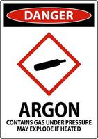 danger argon ghs signe sur fond blanc vecteur