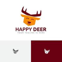 heureux, cerf, amusement, gosse, animal, zoo, logo vecteur