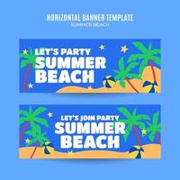 journée d'été - bannière web de fête sur la plage pour l'affiche horizontale des médias sociaux, la bannière, l'espace et l'arrière-plan vecteur