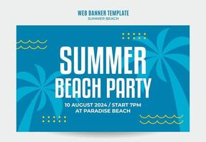 journée d'été - bannière web de fête sur la plage pour l'affiche, la bannière, l'espace et l'arrière-plan des médias sociaux vecteur