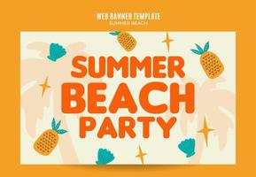journée d'été - bannière web de fête sur la plage pour l'affiche, la bannière, l'espace et l'arrière-plan des médias sociaux vecteur