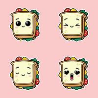 illustration vectorielle d'emoji sandwich mignon vecteur