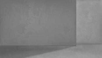 salle de studio en béton gris avec maquette de podium 3d, toile de fond vectorielle conception de loft moderne vide avec éclairage sur le mur arrière et sol en ciment gris rugueux, modèle d'arrière-plan intérieur industriel vecteur