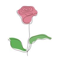 fleur rose délicate dans un style en ligne vecteur