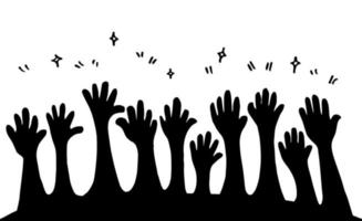 doodle de mains en l'air, mains qui applaudissent. gestes d'applaudissements. entreprise de félicitations. illustration vectorielle vecteur