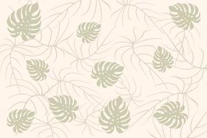 fond d'écran de feuilles tropicales, motif de feuilles de la nature avec concept de couleur pastel dessiné à la main pour les tissus, les imprimés, les couvertures, les bannières, les invitations et plus encore vecteur