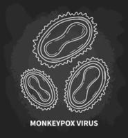 structure interne du virus monkeypox de la cellule en gros plan, schéma linéaire isolé biologique du poxvirus. illustration vectorielle de la maladie dans un style dessiné à la main doodle. vecteur