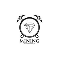 logo d'extraction de diamants, logo plat moderne simple. illustration vectorielle noir et blanc vecteur