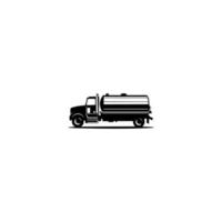 camion pétrolier noir et blanc. illustration vectorielle de style plat tendance logotype moderne design. vecteur