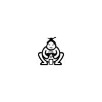 sumo avec style cartoon manger des ramen, illustration vectorielle de style plat tendance logotype moderne design. vecteur