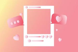 cadre photo de médias sociaux, avec bouton d'amour et envoi de messages d'amour, cadre pour la Saint Valentin, illustration vectorielle vecteur