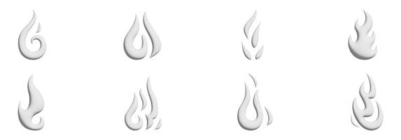 ensemble d'icône de flamme dans un style plat. interface utilisateur de signe de réchauffement. illustration vectorielle vecteur