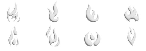 ensemble d'icône de flamme dans un style plat. interface utilisateur de signe de réchauffement. illustration vectorielle vecteur