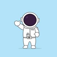 astronaute mignon agitant la main .illustration plate vecteur