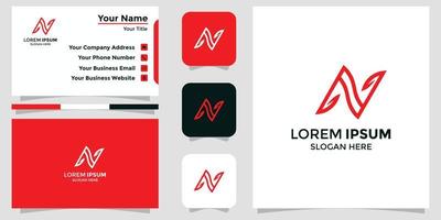 logo minimaliste lettre n et carte de marque vecteur