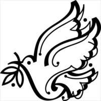 vecteur, image de l'icône colombe, couleur noir et blanc, avec fond transparent