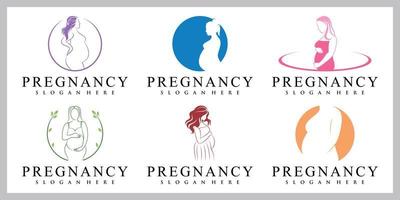 modèle de logo de jeu d'icônes de femme enceinte avec un concept unique créatif vecteur