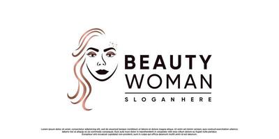 inspiration de conception de logo de femmes de beauté pour salon de beauté avec vecteur premium de visage de femme