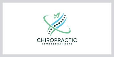 logo de thérapie chiropratique avec vecteur premium élément feuille et main