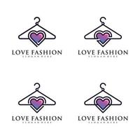 ensemble de conception de logo d'amour de mode avec cintre et vecteur premium de concept créatif