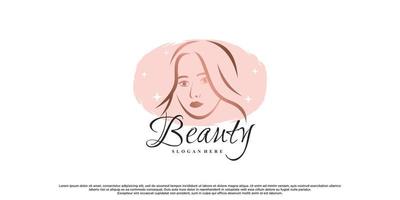 création de logo de beauté pour salon avec visage de femme et vecteur premium de concept créatif