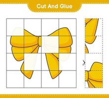 couper et coller, couper des morceaux de ruban et les coller. jeu éducatif pour enfants, feuille de calcul imprimable, illustration vectorielle vecteur