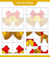 couper et coller, couper des parties de cloche de noël et les coller. jeu éducatif pour enfants, feuille de calcul imprimable, illustration vectorielle vecteur