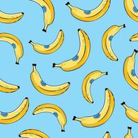 modèle sans couture de bananes, fond de fruits tropicaux, illustration de style bande dessinée vecteur