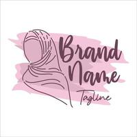 logo de la marque hijab avec style d'art en ligne vecteur