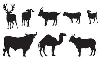 ensemble de silhouettes d'animaux sacrificiels isolés sur fond blanc. illustration vectorielle vecteur