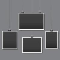 cadre photo noir vierge avec clip de fixation noir. illustration vectorielle vecteur