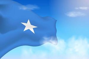 drapeau de la somalie dans les nuages. drapeau de vecteur agitant dans le ciel. illustration de drapeau réaliste de la fête nationale. vecteur de ciel bleu.