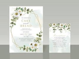 ensemble de cartes d'invitation de mariage belle fleur blanche vecteur