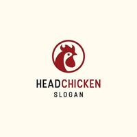 modèle de conception plate d'icône de logo de poulet de tête vecteur