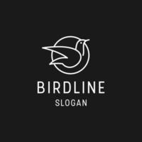 icône de style linéaire logo oiseau sur fond noir vecteur