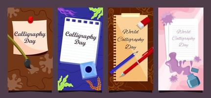 ensemble de la journée mondiale de la calligraphie vecteur