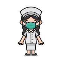 personnage mignon infirmière portant des masques 1 vecteur