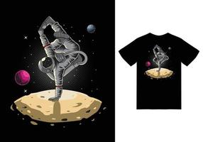 astronaute break dance illustration avec tshirt design vecteur premium