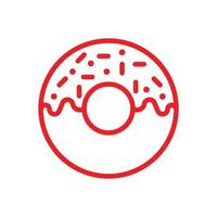 eps10 icône d'art de ligne de beignet vecteur rouge isolé sur fond blanc. symbole de contour de gâteau glacé dans un style moderne et plat simple pour la conception, le logo, le pictogramme et l'application mobile de votre site Web