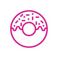 eps10 icône d'art de ligne de beignet vecteur rose isolé sur fond blanc. symbole de contour de gâteau glacé dans un style moderne et plat simple pour la conception, le logo, le pictogramme et l'application mobile de votre site Web