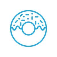 eps10 icône d'art de ligne de beignet vecteur bleu isolé sur fond blanc. symbole de contour de gâteau glacé dans un style moderne et plat simple pour la conception, le logo, le pictogramme et l'application mobile de votre site Web