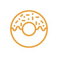 eps10 icône d'art de ligne de beignet vecteur orange isolé sur fond blanc. symbole de contour de gâteau glacé dans un style moderne et plat simple pour la conception, le logo, le pictogramme et l'application mobile de votre site Web