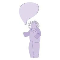 femme avec bulle de dialogue pour votre texte. femme parlante et protestante inhabituelle. jolie dame en surpoids. personnage de dessin animé féminin. corps positif. femme grande taille vecteur