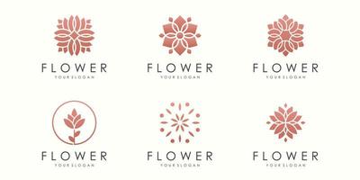 logo de fleur créative et jeu d'icônes. vecteur de modèle de conception.