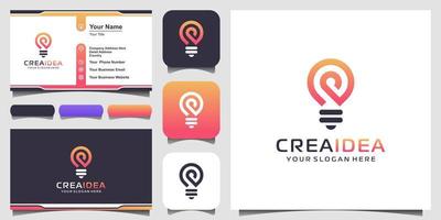 icône de logo de lampe ampoule créative et conception de carte de visite. idée de logo d'ampoule créative. idée de technologie de logo numérique ampoule vecteur