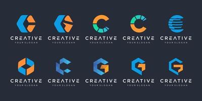 ensemble de modèle de conception de logo créatif lettre c. icônes pour les affaires de la technologie et du numérique, du luxe, de l'élégance, de la simplicité. vecteur