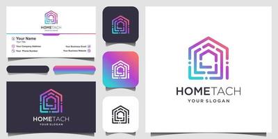technologie domestique abstraite avec logo de style art en ligne et conception de carte de visite vecteur