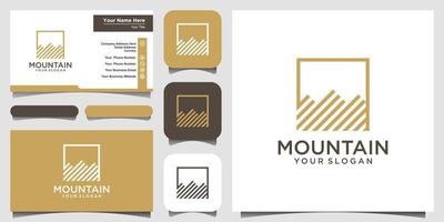 illustration de montagne avec logo de style art en ligne et vecteur de conception de carte de visite.