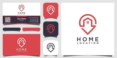 modèle de conceptions de logo de localisation à domicile. maison combinée avec un signe de cartes à broches. vecteur