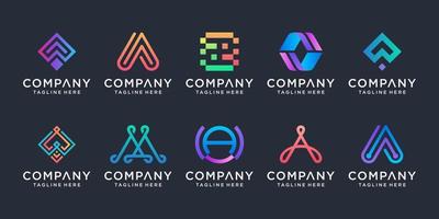 ensemble de lettre initiale de collection un modèle de conception de logo. icône de monogramme abstrait créatif pour les entreprises modernes, le marketing numérique, la technologie. vecteur